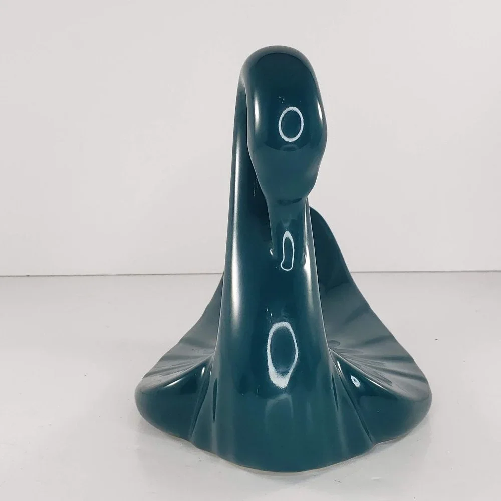Swan Teal Figurine Towel Holder Ceramic Bathroom Decor
